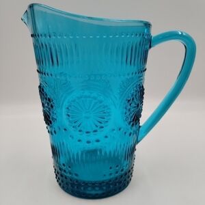 Country Chic Entertainers Collection Intricate Embossed Pressed Glass Pitcher